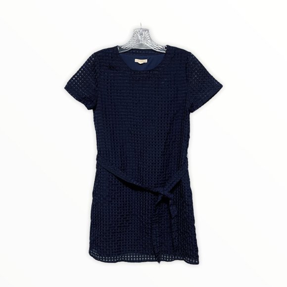 Tulle XS Navy Gingham Patterned Short Sleeve Mini Dress - Picture 2 of 6